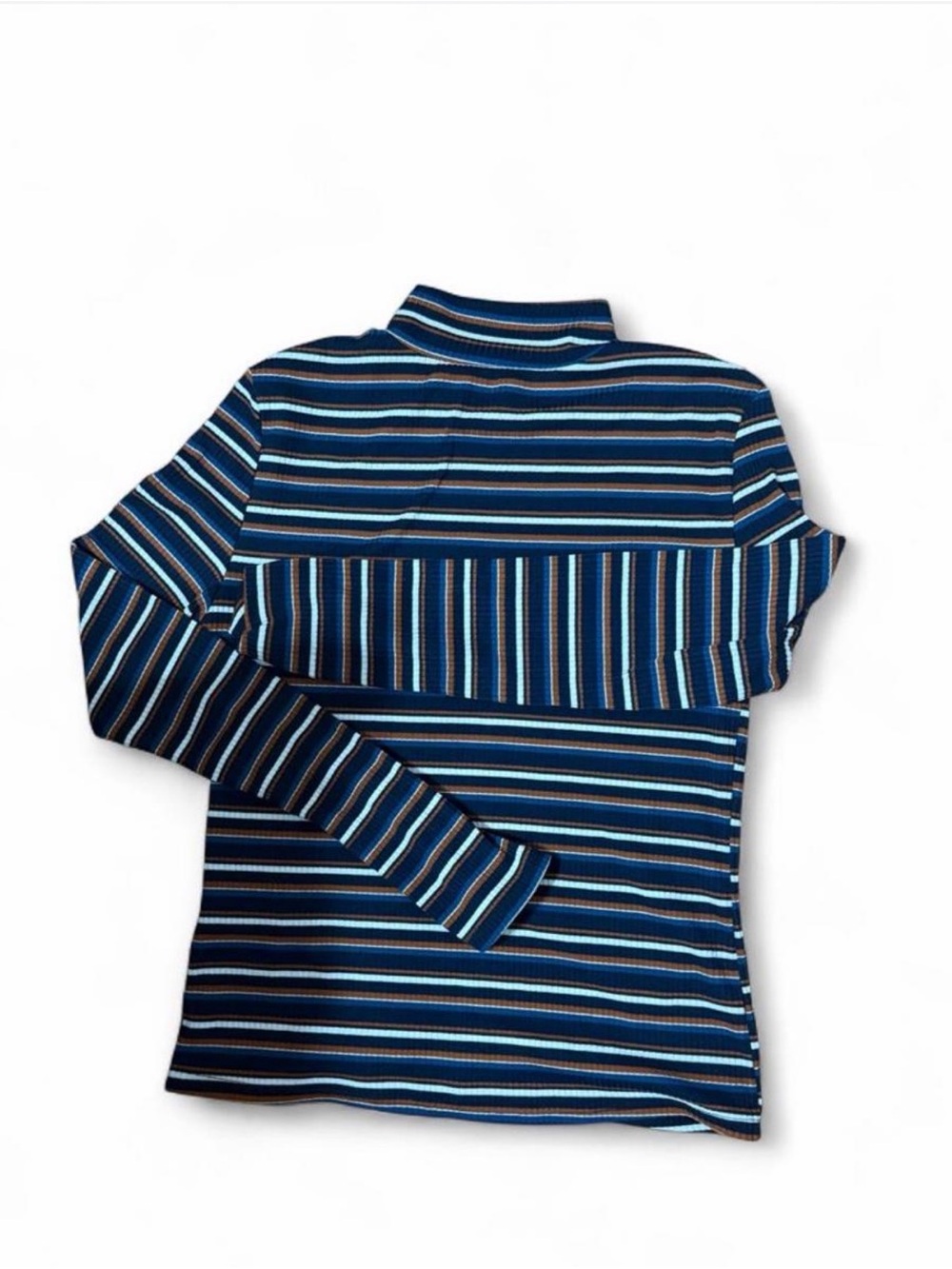 SHEIN Kids Navy Blue & Light Blue Striped Long Sleeve Turtleneck